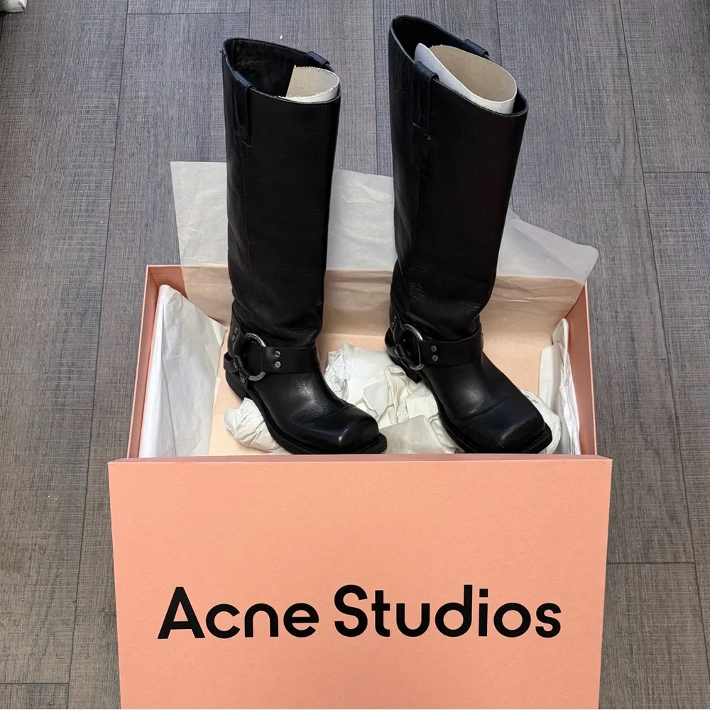 Acne Studios Leather Buckle Boots - Picture 1 of 9